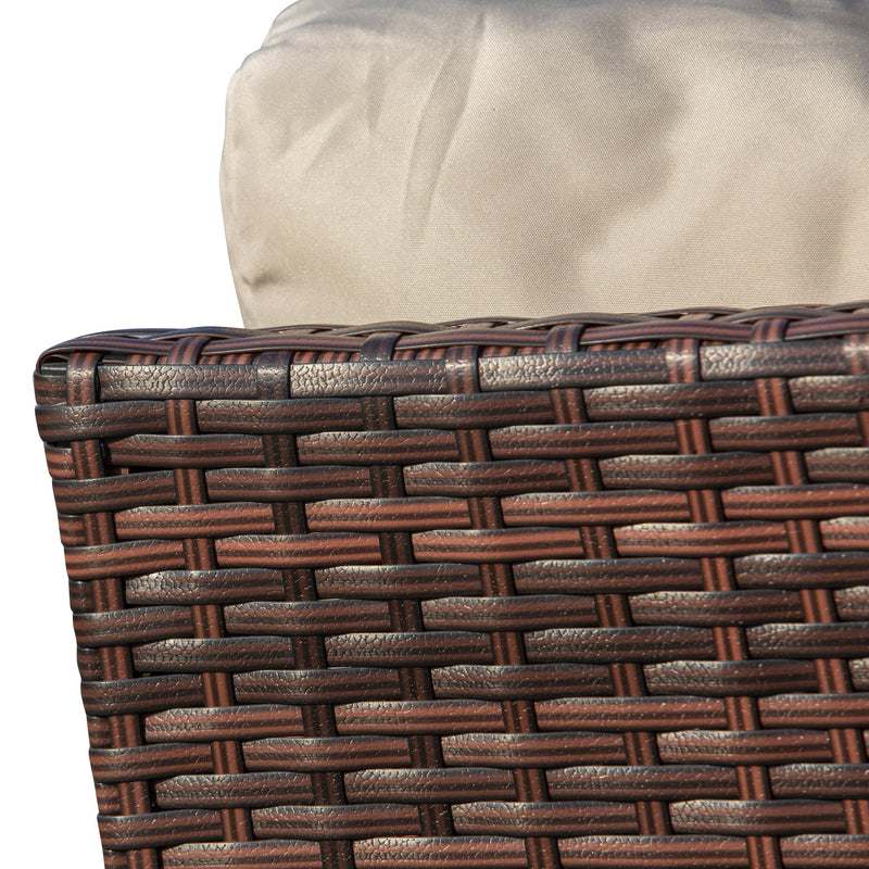 Divano 2 Posti da Giardino 120x63x77 cm in Rattan con Cuscini Marrone e Cachi