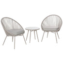 Set Salotto da Giardino 2 Poltrone e Tavolino in Rattan Bianco Crema