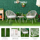 Set Salotto da Giardino 2 Poltrone e Tavolino in Rattan Bianco Crema
