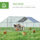 Recinto per Animali Cani Cuccioli Galline 300x600x195 cm in Metallo Galvanizzato Argento