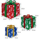 Set 3 Pacchi Regalo Natalizi Luminosi 25-20-15 cm con LED Bianco Caldo e USB Multicolore      