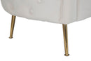 Divanetto Bucarest Crema 127x74x73 cm Legno e Spugna e Tessuto e Metallo Crema e Oro