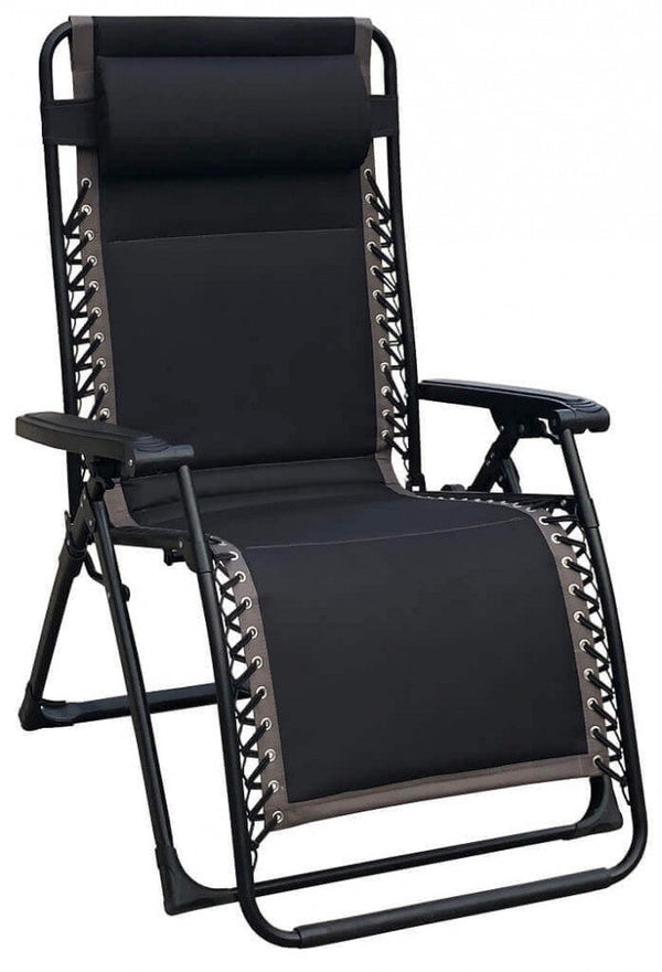 Zero Gravity Reclining Folding Liegestuhl 165 x 79 x 117 h cm in Metall und schwarzem Oxford prezzo