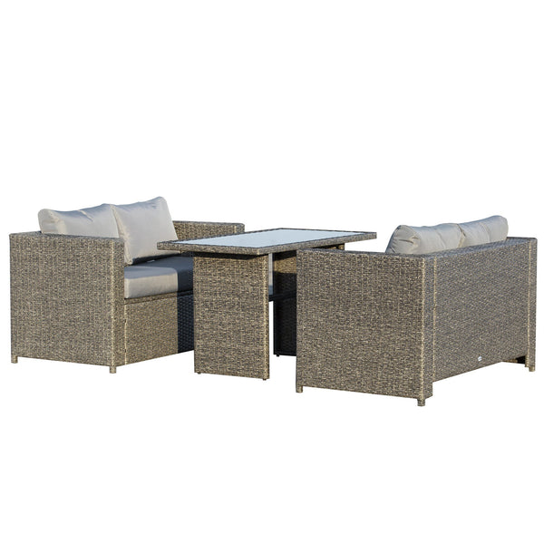 Garden Lounge Set 2 Sofas 1 Tisch aus grau-schwarzem Rattan sconto