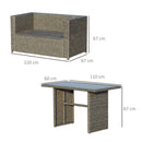Set Salotto da Giardino 2 Divani 1 Tavolo in Rattan Grigio-Nero