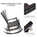 Sedia a Dondolo con Braccioli 68,5x87x113 cm in Acciaio Nero