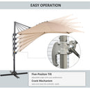 Ombrellone da Giardino Decentrato 2,68x2,68m in Alluminio e Poliestere Khaki