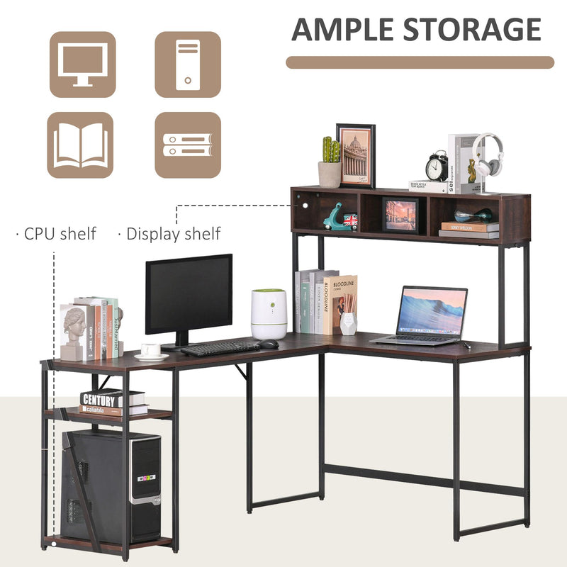 Scrivania Angolare da Ufficio 170x120x140 cm in Metallo e Legno Noce e Nero