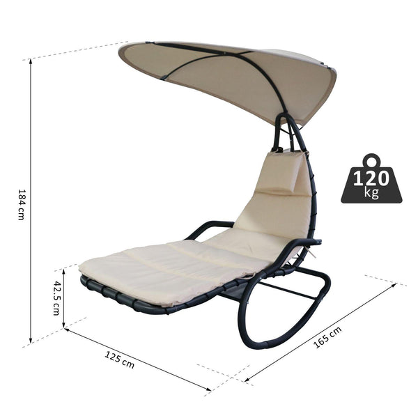 Garten-Hängematte aus Metall und Textilene mit cremefarbenem Sonnenschirm prezzo