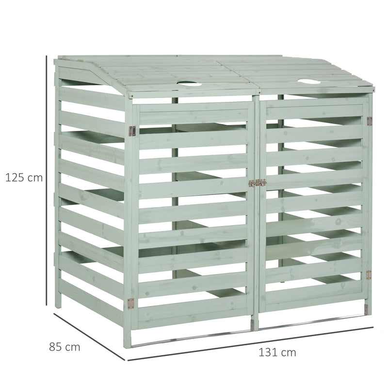 Copri Bidoni Spazzatura da Giardino 131x85x125 cm con Coperchio in Legno di Abete Verde Chiaro