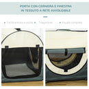 Trasportino per Cani e Gatti Pieghevole 61x46x51 cm in Oxford e PVC Grigio