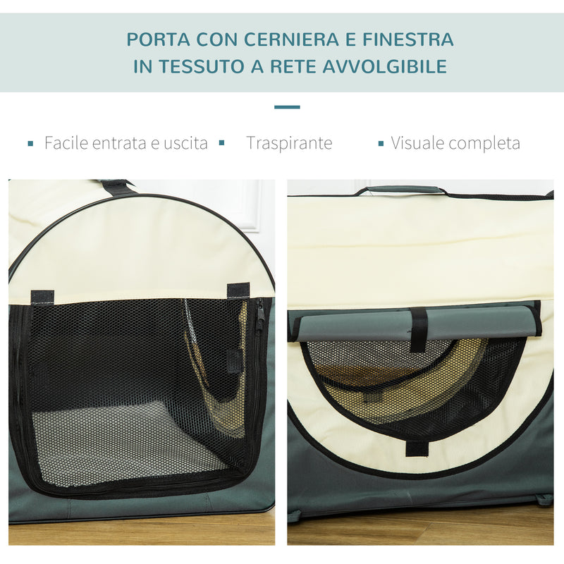 Trasportino per Cani e Gatti Pieghevole 61x46x51 cm in Oxford e PVC Grigio