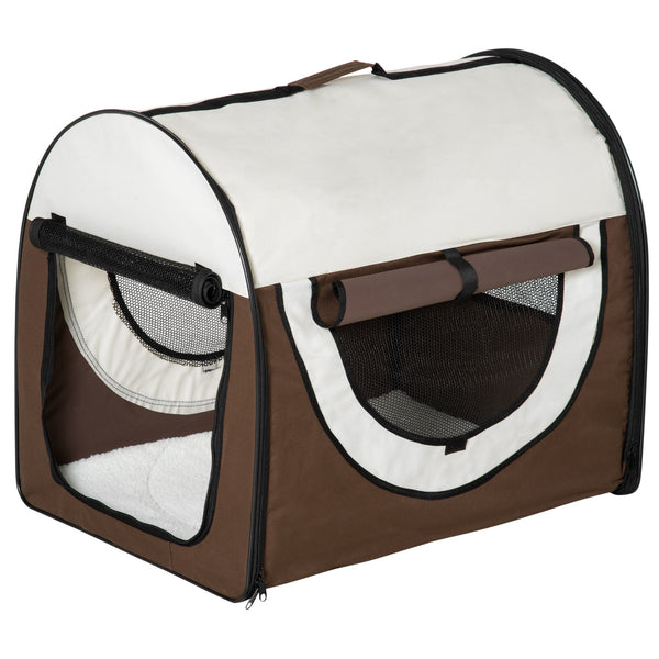 Faltbare Transportbox für Hunde und Katzen 70 x 51 x 59 cm aus braunem Oxford-Stoff prezzo