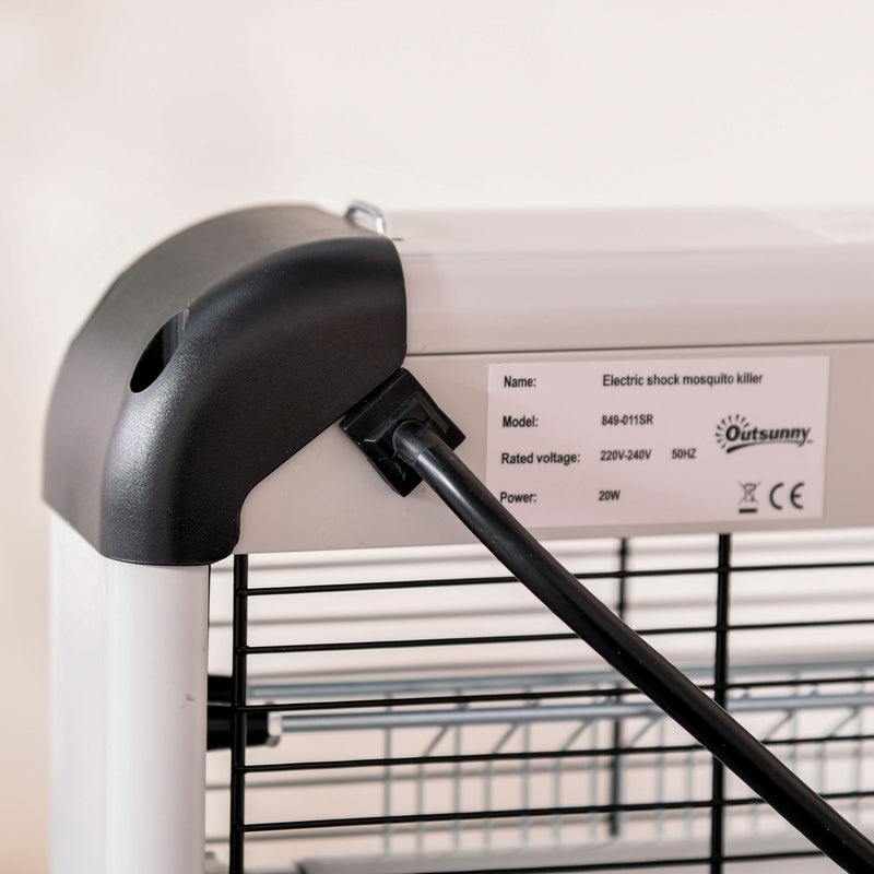 Zanzariera Elettrica 2 Lampade LED 20W Argento e Nero