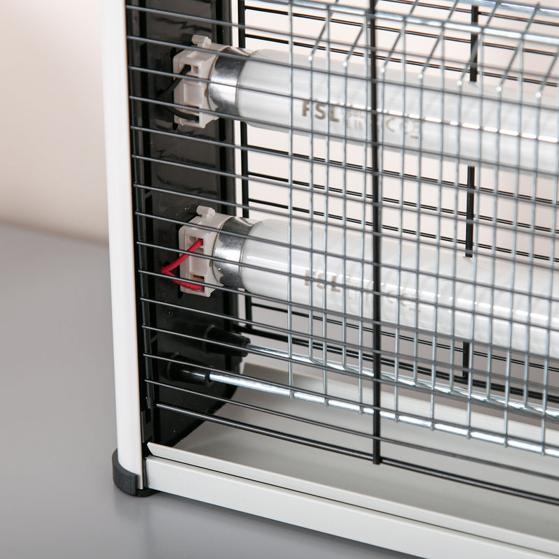 Zanzariera Elettrica 2 Lampade LED 20W Argento e Nero