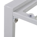 Set Salotto da Giardino Divano 2 Poltrone e Tavolino in Metallo Bianco e Blu