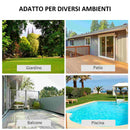 Set Salotto da Giardino Divano 2 Poltrone e Tavolino in Metallo Bianco e Blu