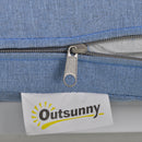 Set Salotto da Giardino Divano 2 Poltrone e Tavolino in Metallo Bianco e Blu