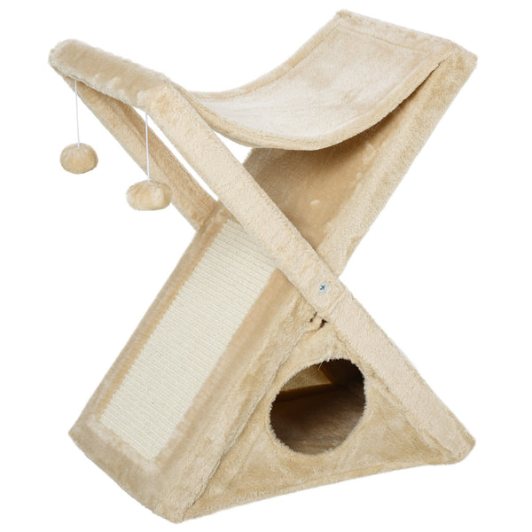 prezzo Faltbarer Katzenkratzbaum 54,5x32x65 cm mit gelbem Plüschhaus