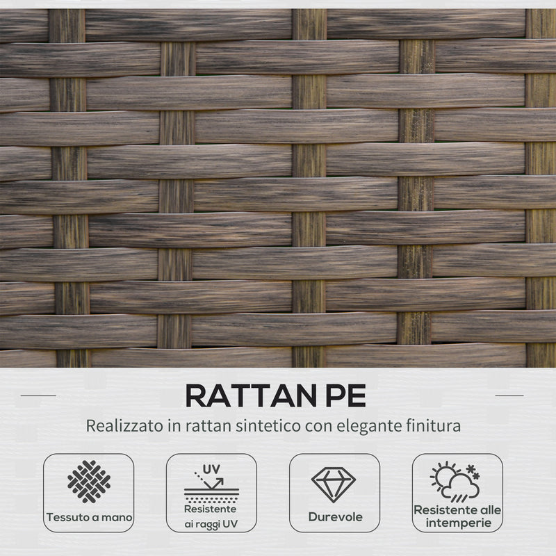 Set Salotto da Giardino Divano 2 Poltrone e Tavolino in Rattan Marrone