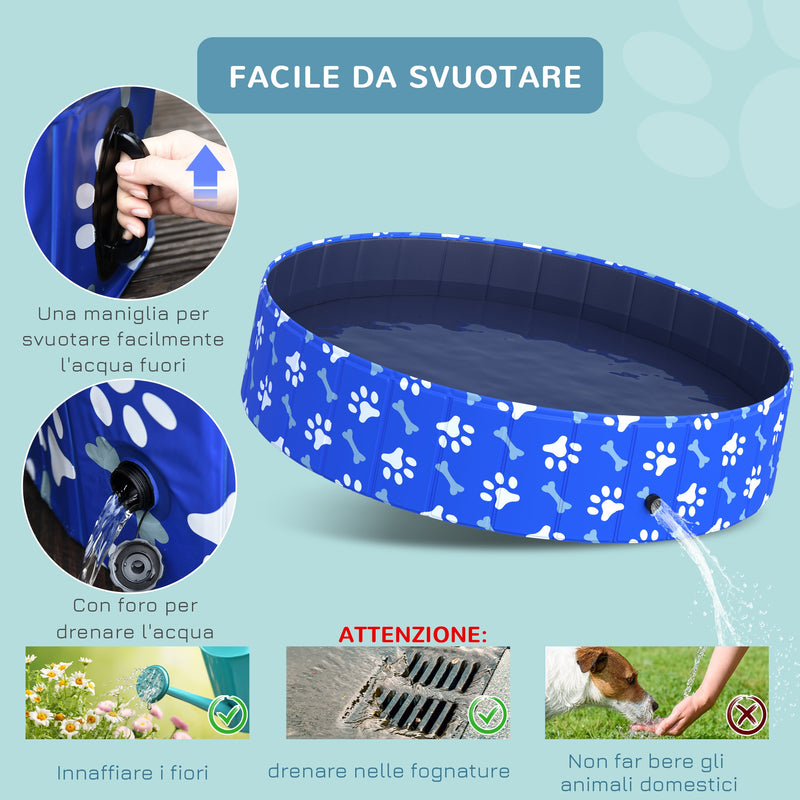 Piscina Rigida per Cani Taglia Grande Ø140x30 cm in PVC e Truciolare Blu