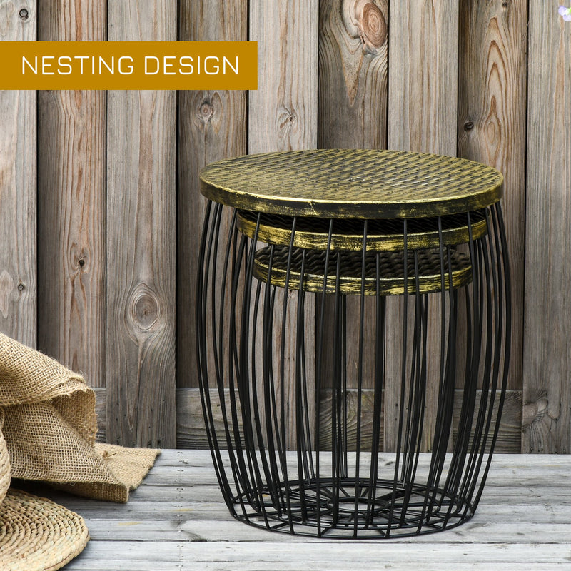 Set 3 Portapiante da Giardino in Metallo Nero e Bronzo