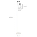 Lampada da Terra con Paralume E27 Ø25x152 cm in Metallo e Marmo Nera