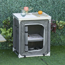 Mobile da Campeggio 2 Mensole 60x49x70 cm in Alluminio e Tessuto Oxford Grigio