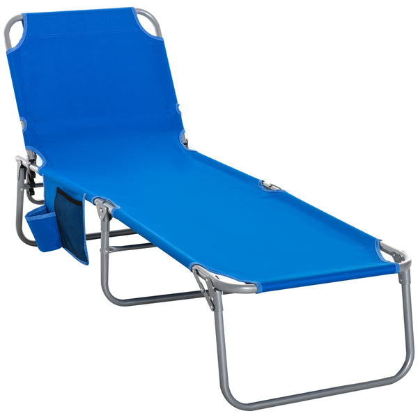 Klappbare Garten-Sonnenliege 58 x 139 x 35,5 cm aus Stahl und blauem Oxford-Stoff acquista