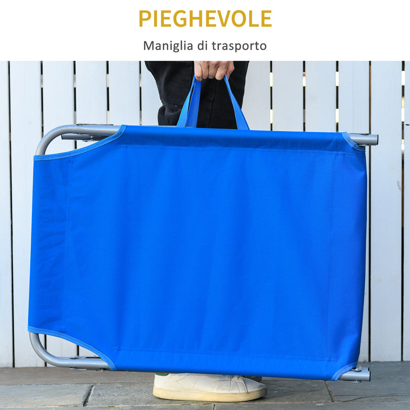 Lettino Prendisole Pieghevole da Giardino 58x139x35,5 cm in Acciaio e Tessuto Oxford Blu