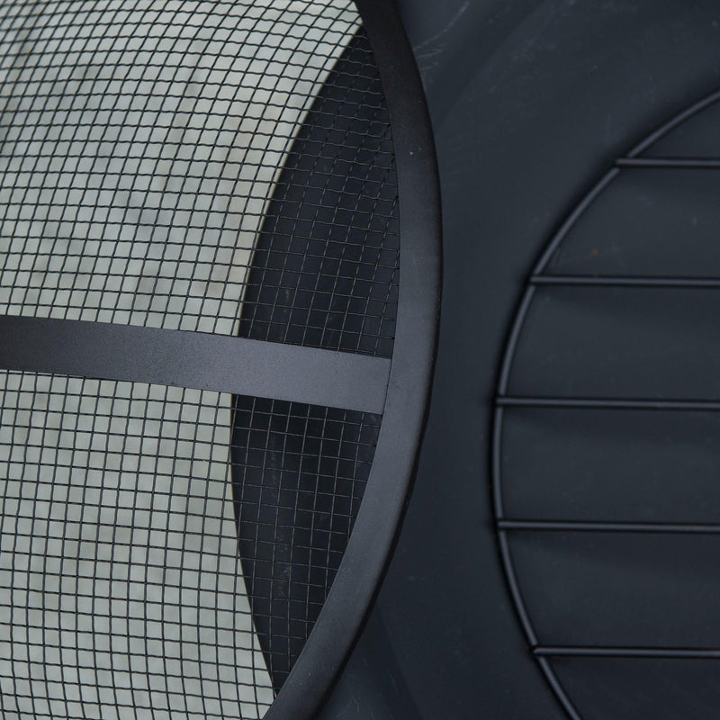 Berbecue a Legna Pieghevole Ø56x39,5 cm in Metallo Nero