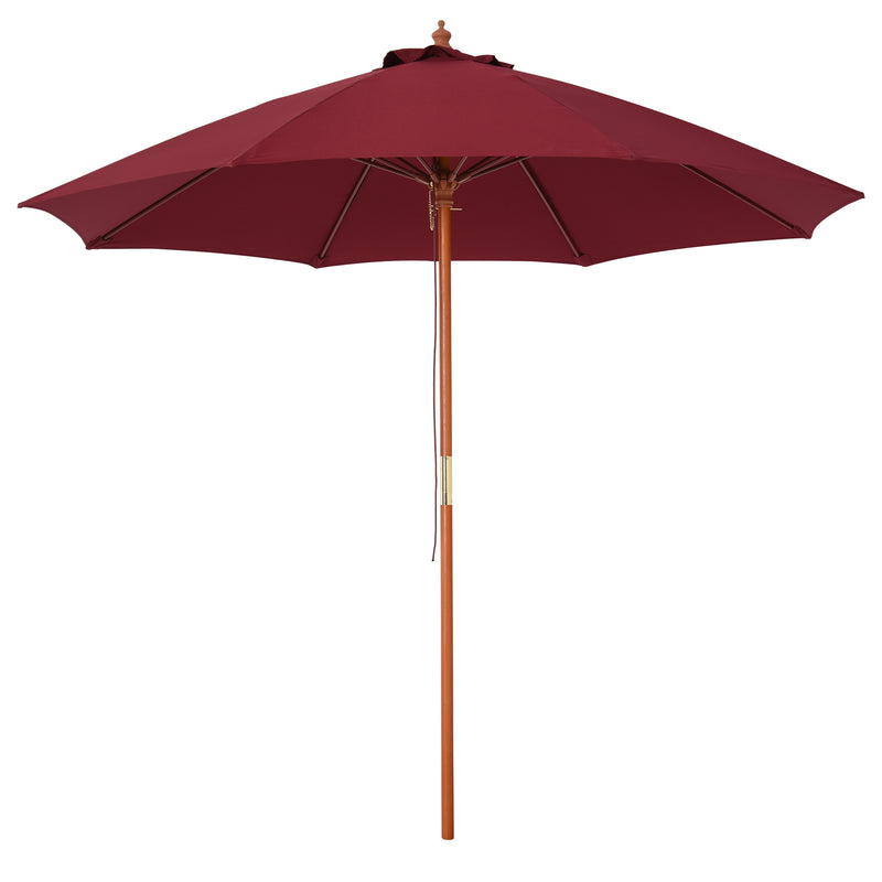 Ombrellone da Giardino Ø2,57 m Palo Ø38 mm in Legno e Poliestere Rosso