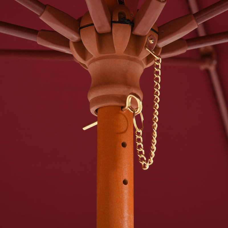 Ombrellone da Giardino Ø2,57 m Palo Ø38 mm in Legno e Poliestere Rosso