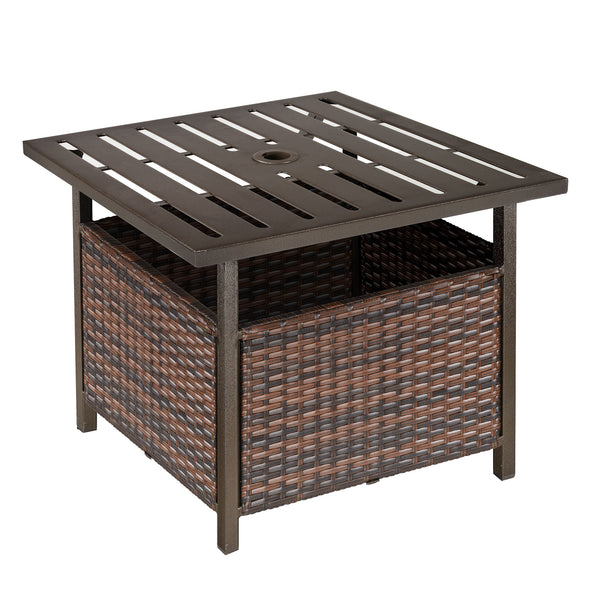 Garten-Couchtisch 55,5 x 55,5 x 46 cm aus Rattan und braunem Stahl online