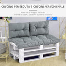 Set 3 Cuscini Seduta e 2 Schienali per Pallet in Poliestere Imbottito Grigio scuro