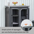 Mobile da Campeggio 3 Mensole 96x49,5x104 cm in Alluminio e Tessuto Oxford Grigio