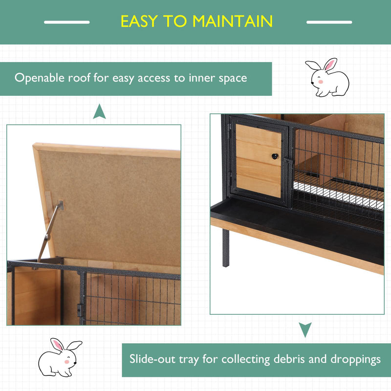 Conigliera Gabbia per Conigli 91,5x45x70 cm in Legno e Metallo Nero