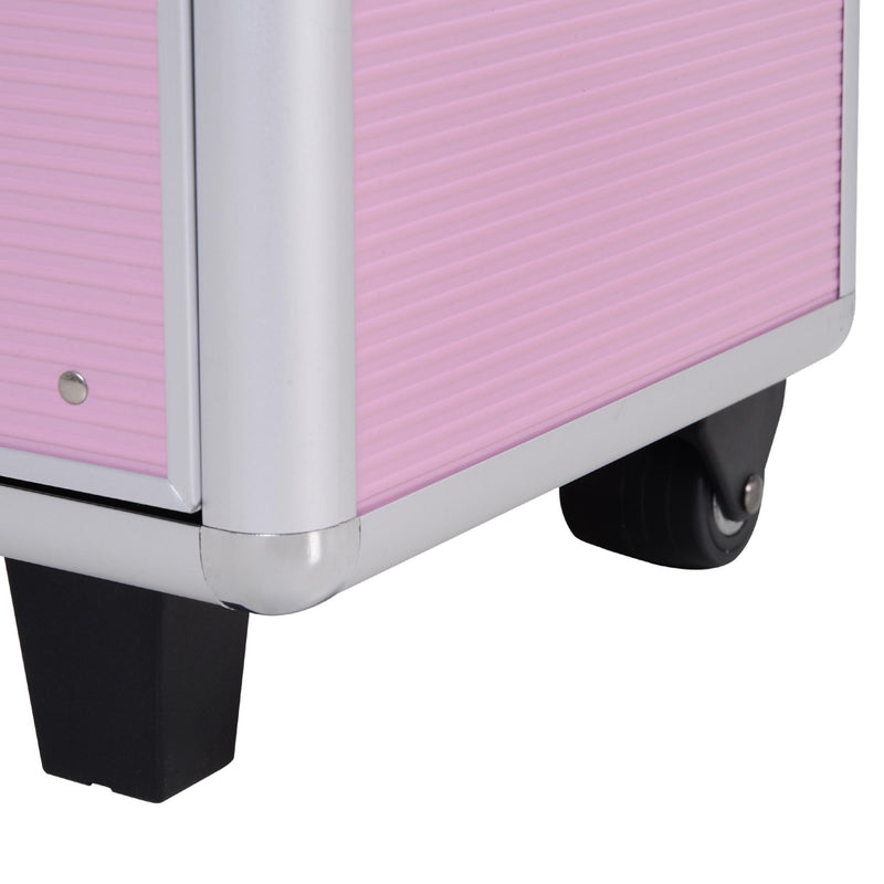 Trolley per Estetista Make Up Trucchi 36x23x58-103 cm in Alluminio Rosa
