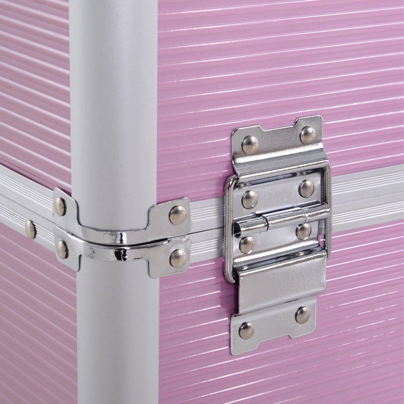 Trolley per Estetista Make Up Trucchi 36x23x58-103 cm in Alluminio Rosa