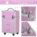 Trolley per Estetista Make Up Trucchi 36x23x58-103 cm in Alluminio Rosa