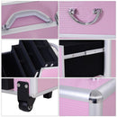 Trolley per Estetista Make Up Trucchi 36x23x58-103 cm in Alluminio Rosa