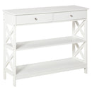 Consolle Ingresso 2 Cassetti 100x30,5x80 cm in MDF Bianco