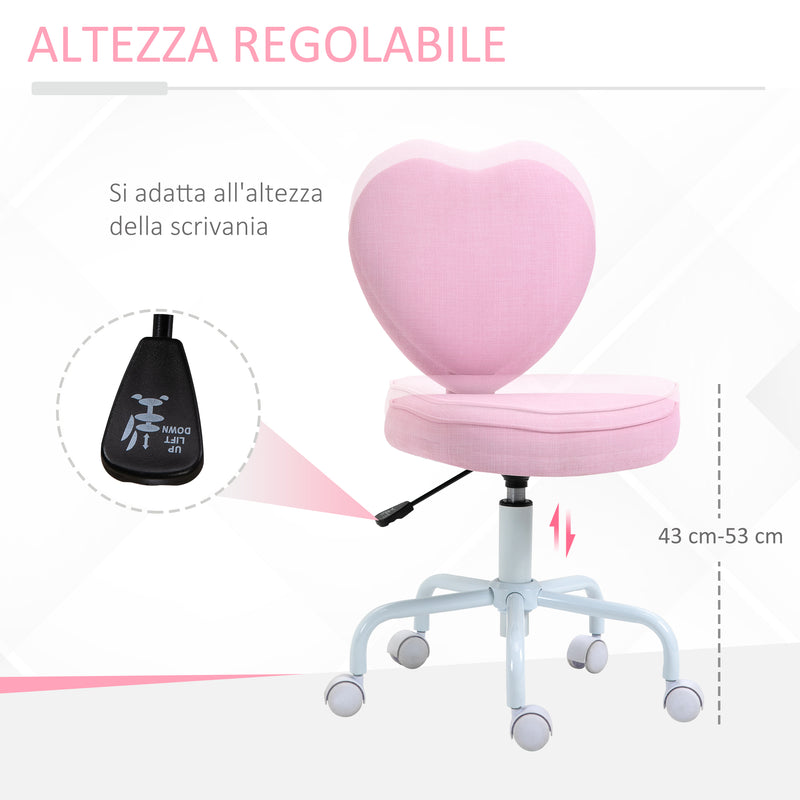 Sedia Poltrona Operativa da Cameretta a Forma di Cuore Rosa