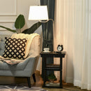 Lampada da Terra con Tavolino e 2 Prese USB 44,5x44,5x144,5 cm in Metallo Nero