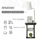 Lampada da Terra con Tavolino e 2 Prese USB 44,5x44,5x144,5 cm in Metallo Nero