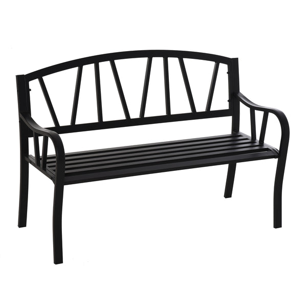 prezzo 2-Sitzer-Gartenbank 128 x 56 x 86 cm aus schwarzem Metall