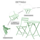 Set Tavolo e 2 Sedie Pieghevoli da Giardino in Metallo Verde