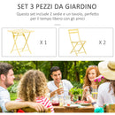 Set Tavolo e 2 Sedie Pieghevoli da Giardino in Metallo Giallo
