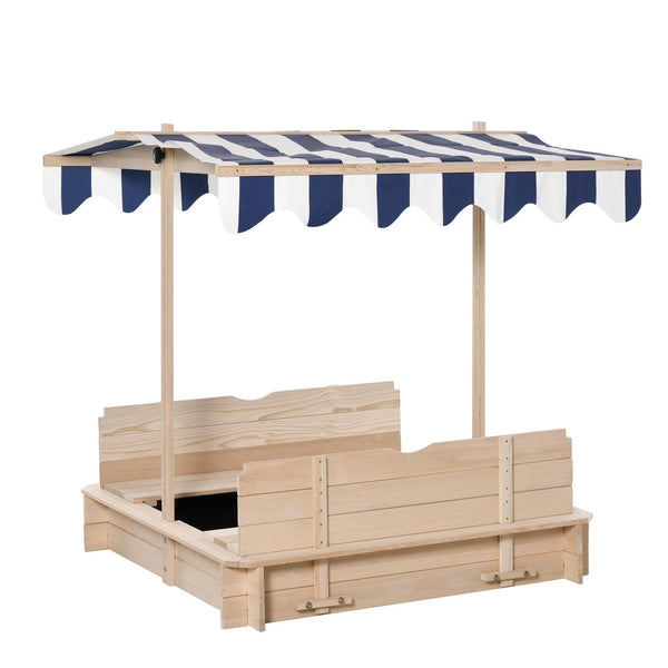 Outdoor-Sandkasten mit Sonnendach 106 x 106 x 121 cm in weißem und blauem Holz online