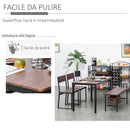 Set Tavolo 2 Sedie e Panca in Metallo e Legno Nero e Marrone